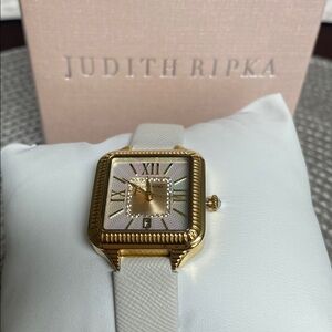 Judith Ripka Mother of Pearl gold tone watch